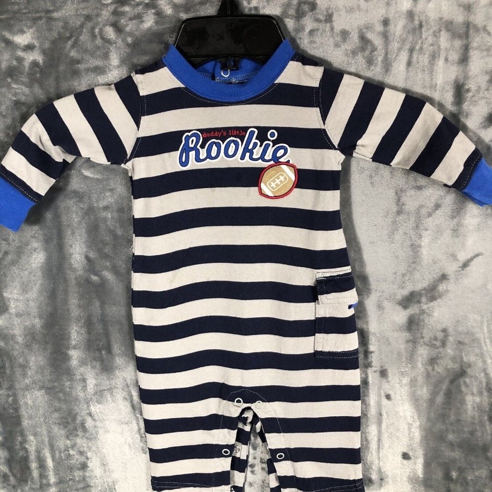 Carters Just One You Six Month Baby One Piece Daddys little Rookie Outfit - Picture 3 of 12